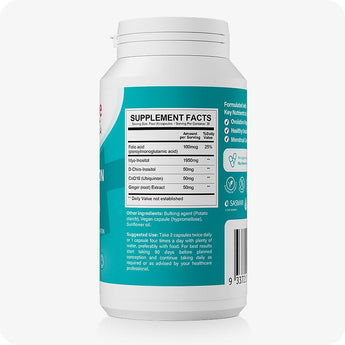 Supplement bottle with a focus on the 'Supplement Facts' label on a white background